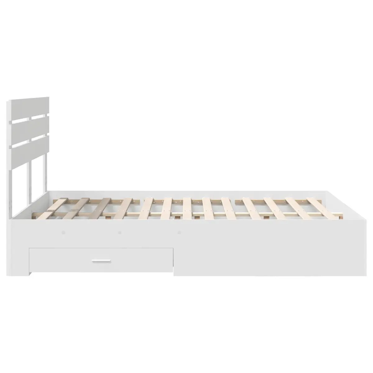 White Bed Frame with Integrated Storage Drawers