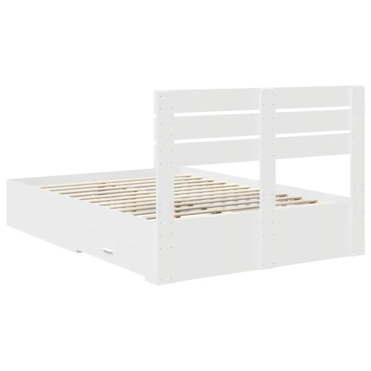 White Bed Frame with Integrated Storage Drawers
