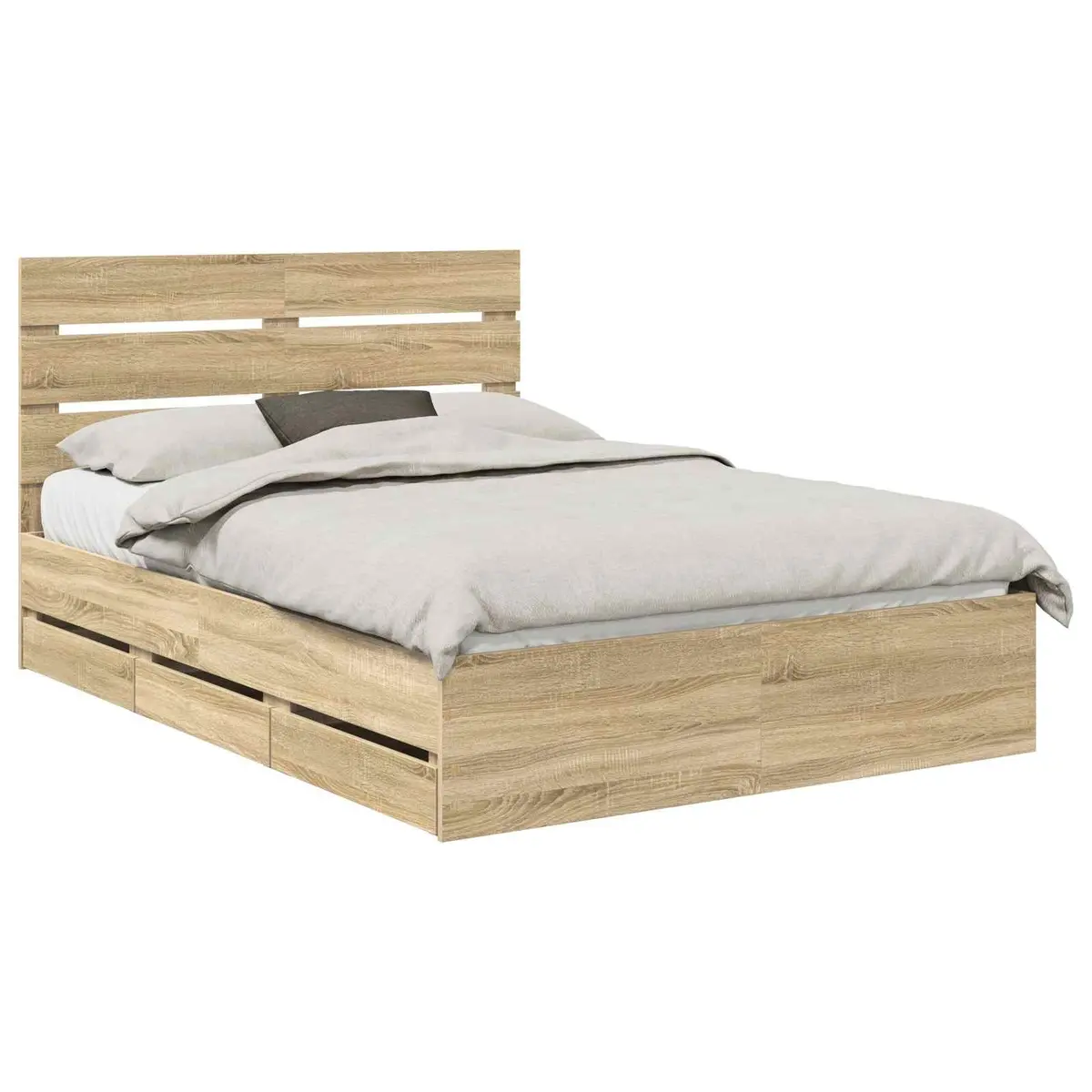 Bed Frame with Drawer Storage Sonoma Oak 150 x 200 cm Modern Bedroom Furniture