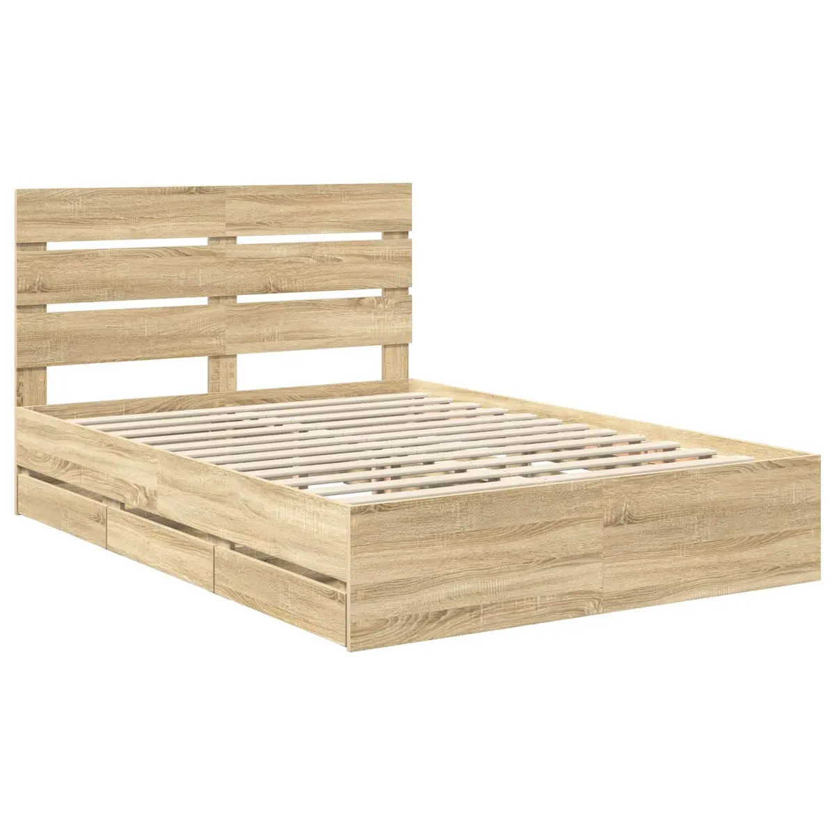 Bed Frame with Drawer Storage Sonoma Oak 150 x 200 cm Modern Bedroom Furniture