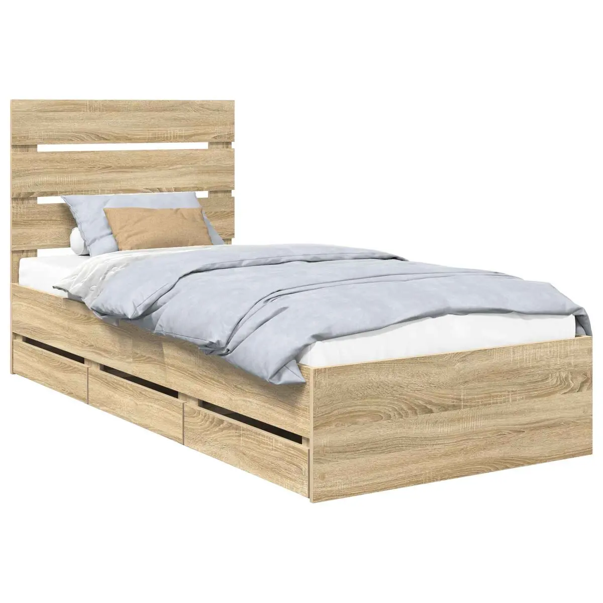 Sonoma Oak Bed Frame with Drawer Storage 90 x 190 cm