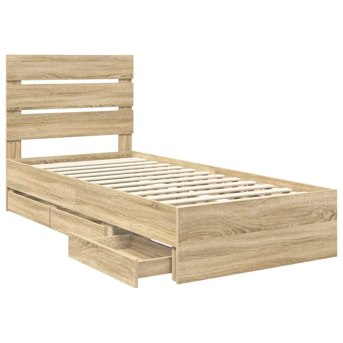 Sonoma Oak Bed Frame with Drawer Storage 90 x 190 cm