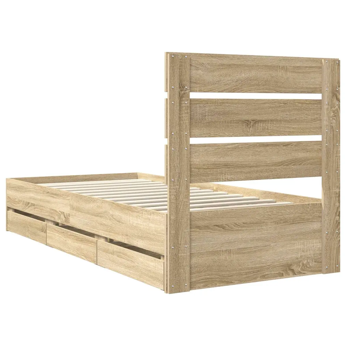 Sonoma Oak Bed Frame with Drawer Storage 90 x 190 cm