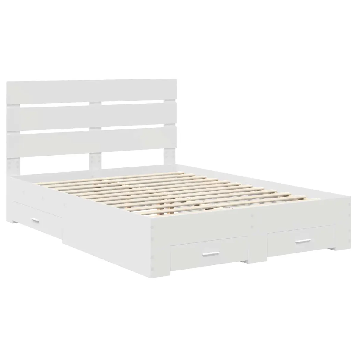 White Bed Frame with Storage Drawers 150x200cm