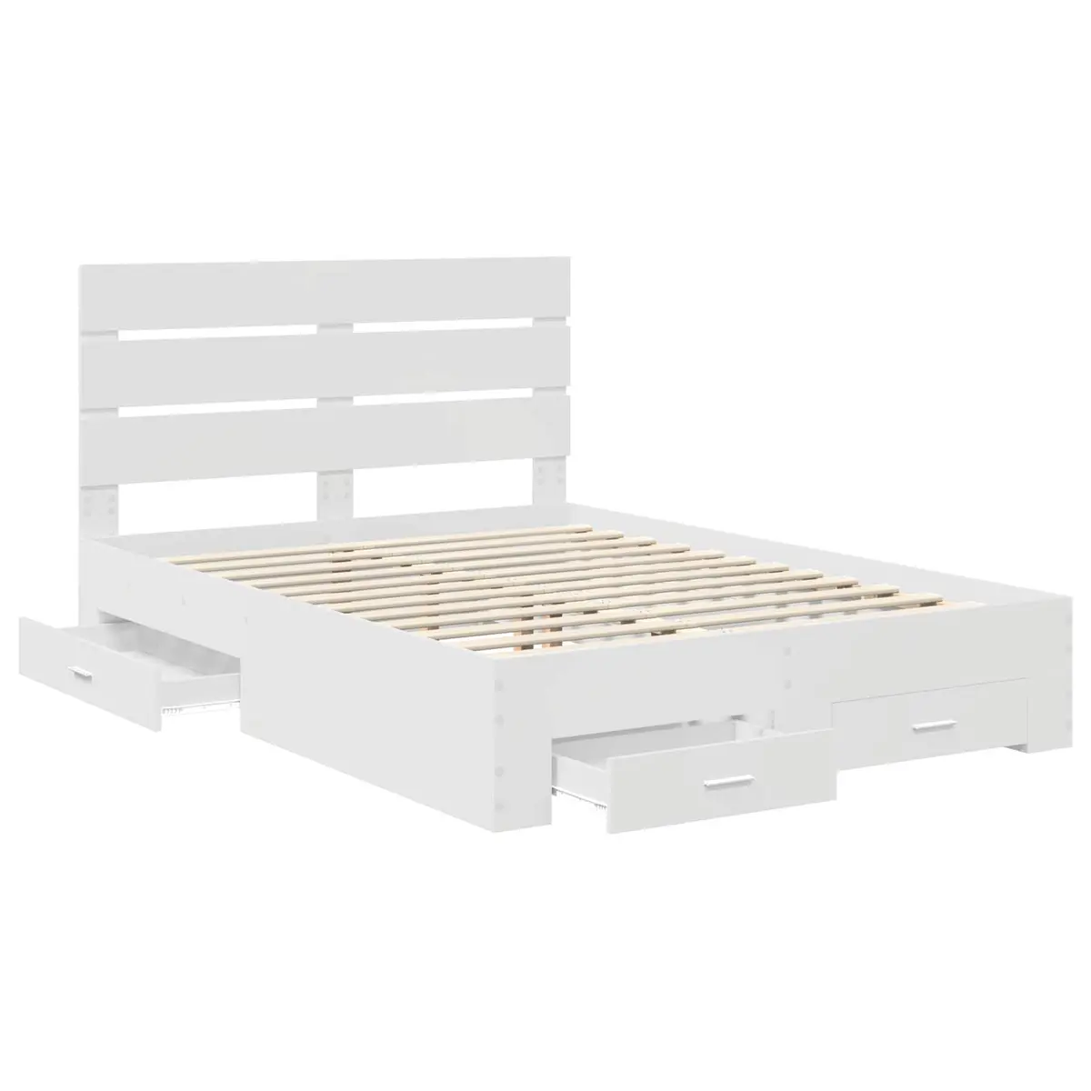 White Bed Frame with Storage Drawers 150x200cm