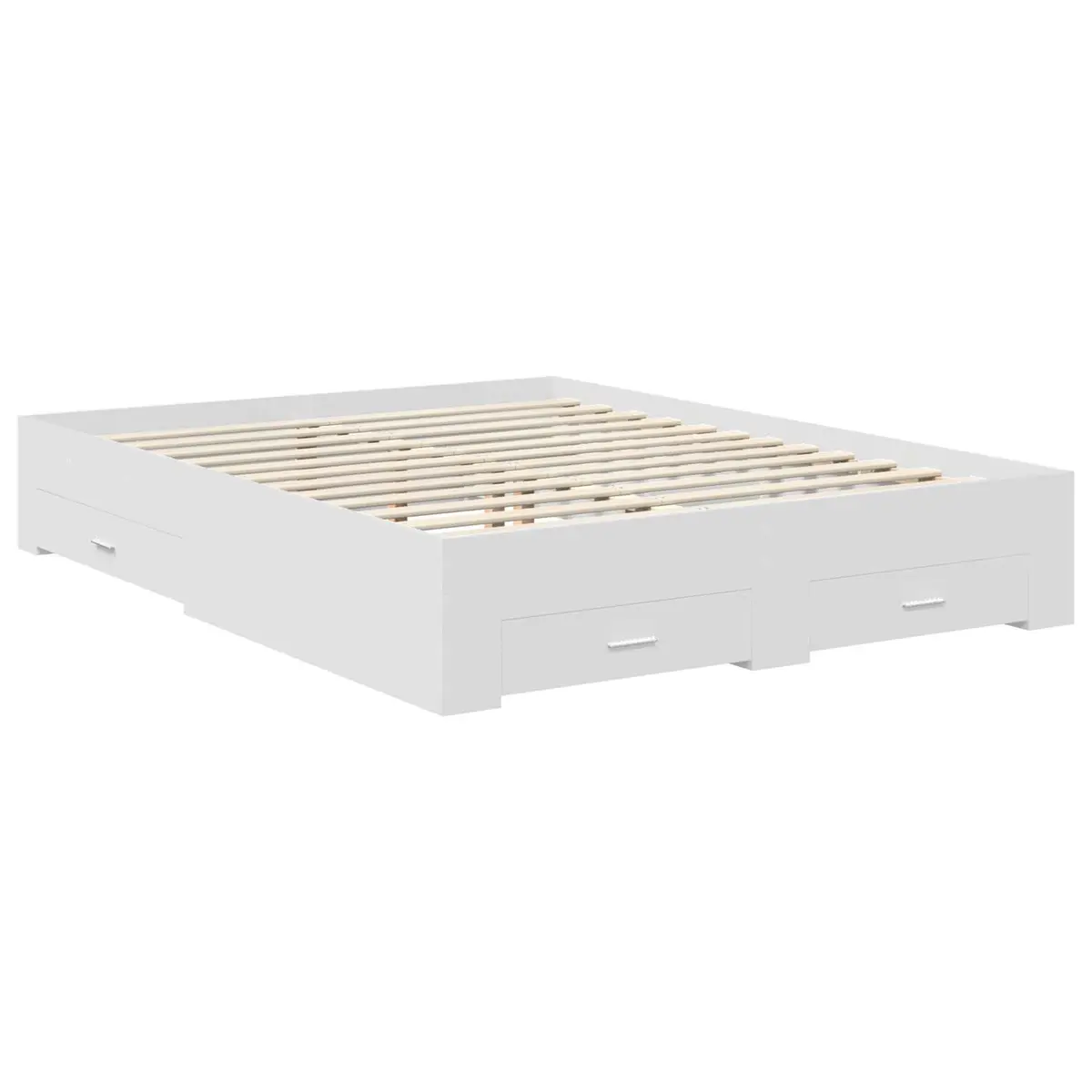 White Bed Frame with Storage Drawers 150x200cm