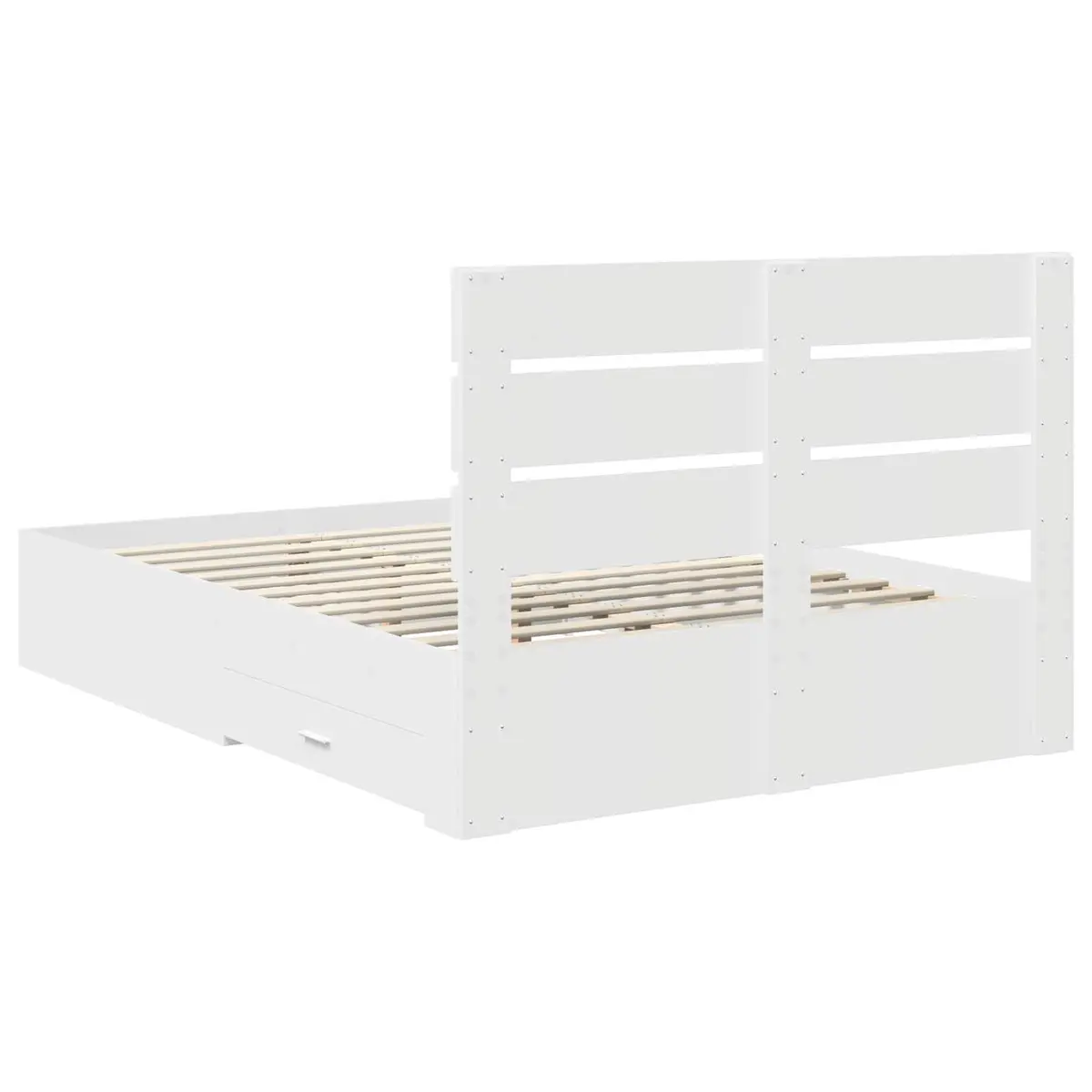 White Bed Frame with Storage Drawers 150x200cm
