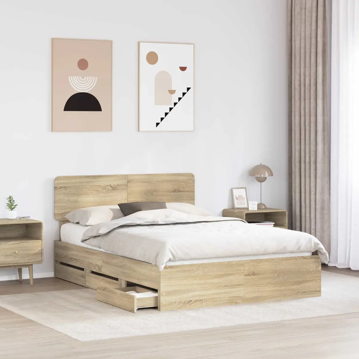 Storage Bed Frame for Modern Bedrooms with Adjustable Headboard