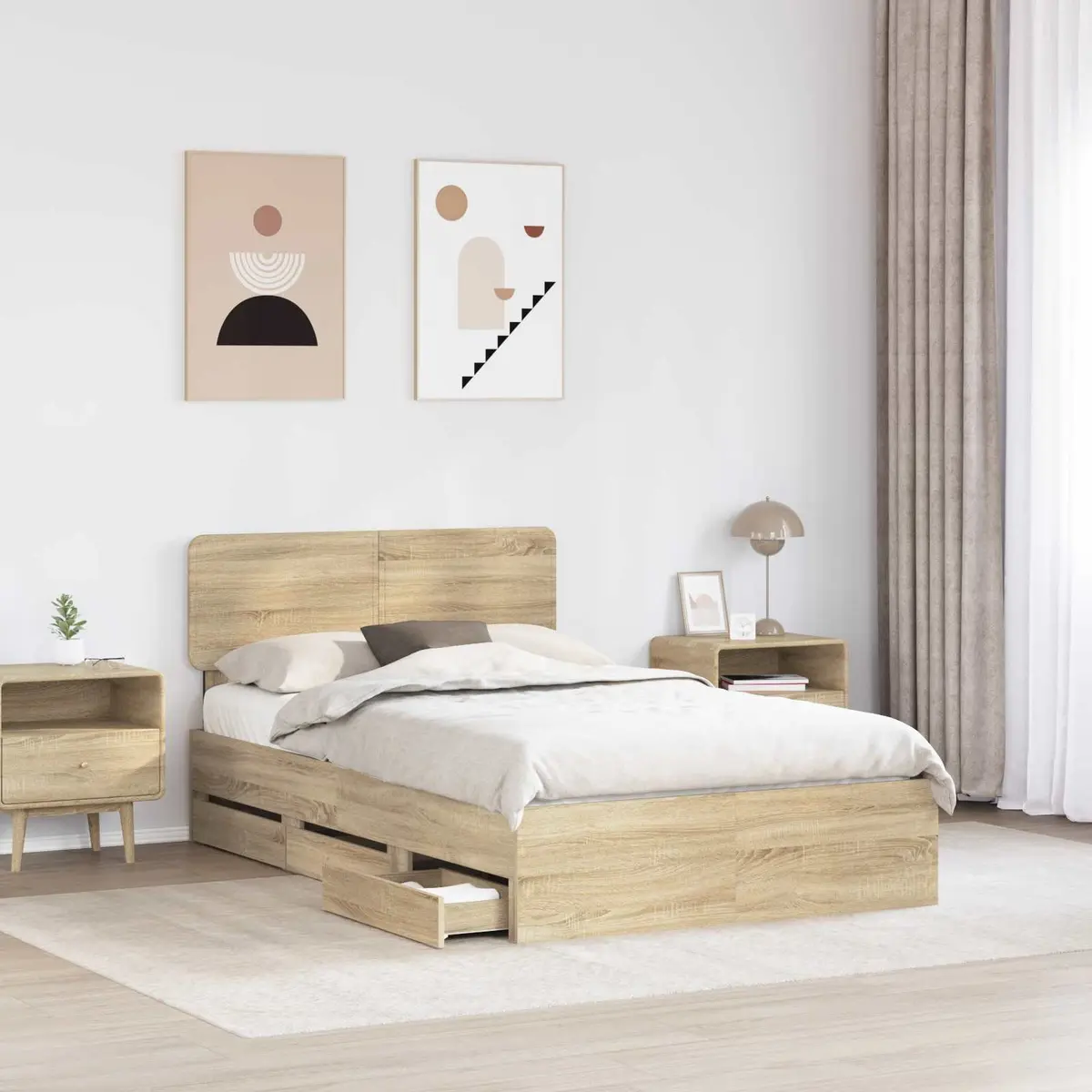 Bed Frame with Storage Drawers 135 x 190 cm