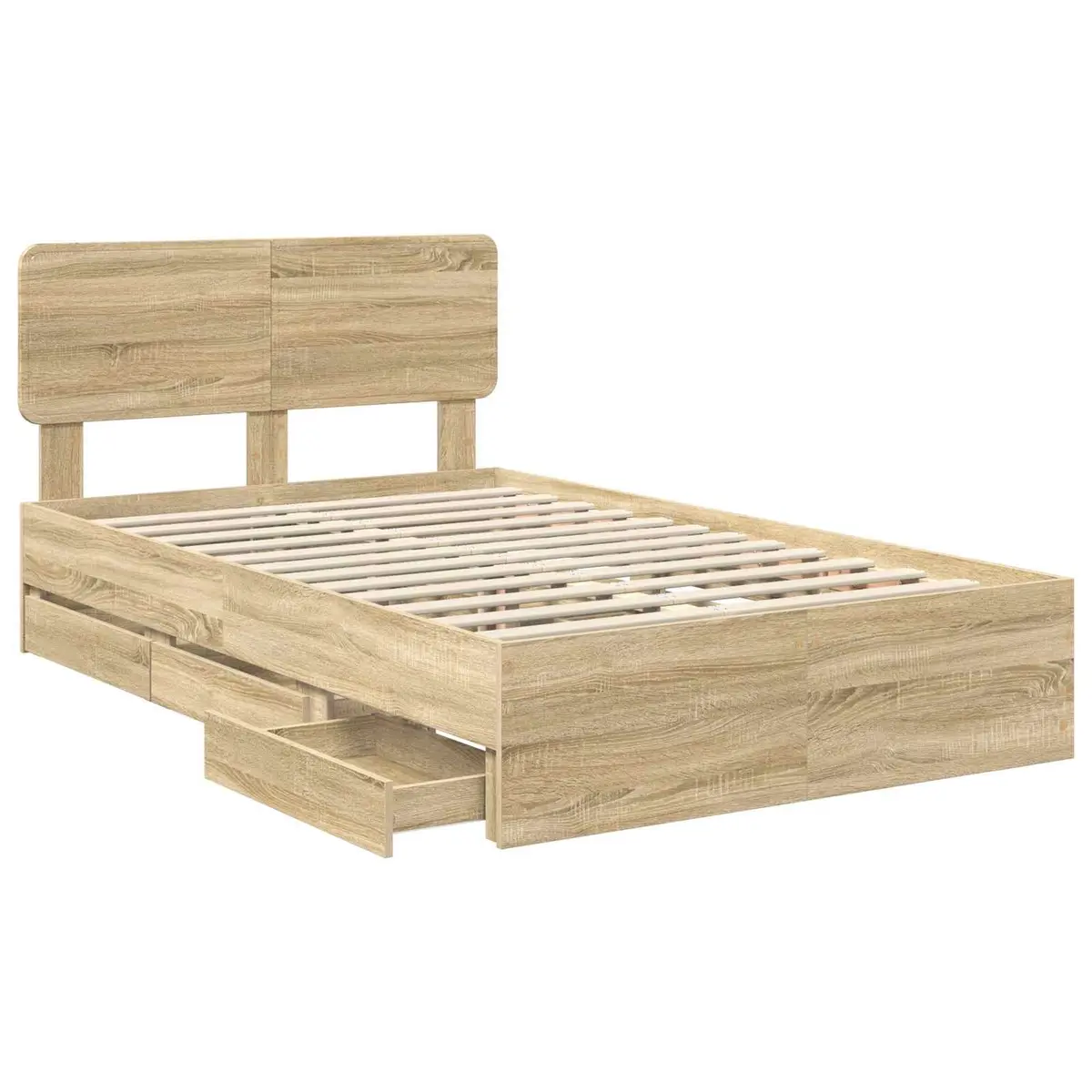 Bed Frame with Storage Drawers 135 x 190 cm