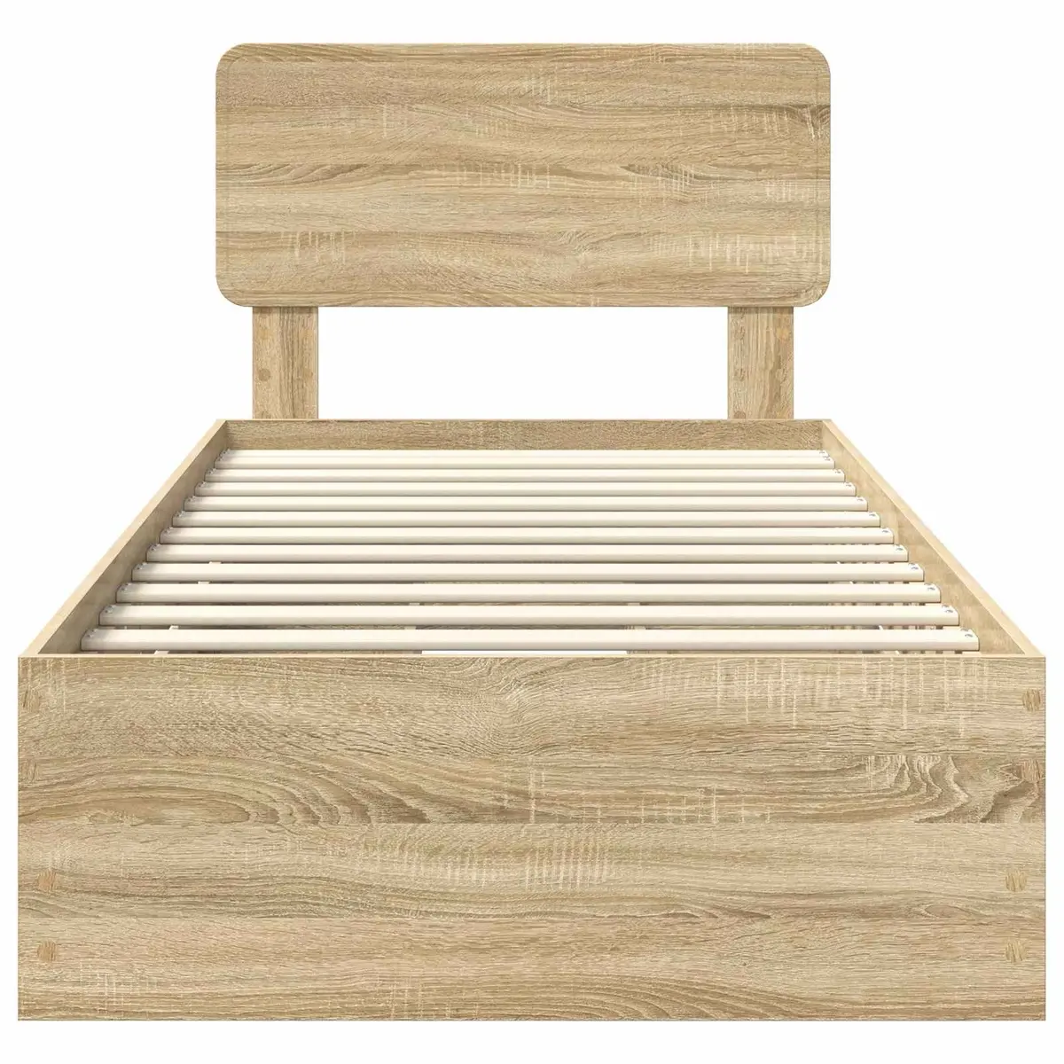 Bed Frame with Storage Drawers Brown 90x190cm Engineered Wood Slatted Base