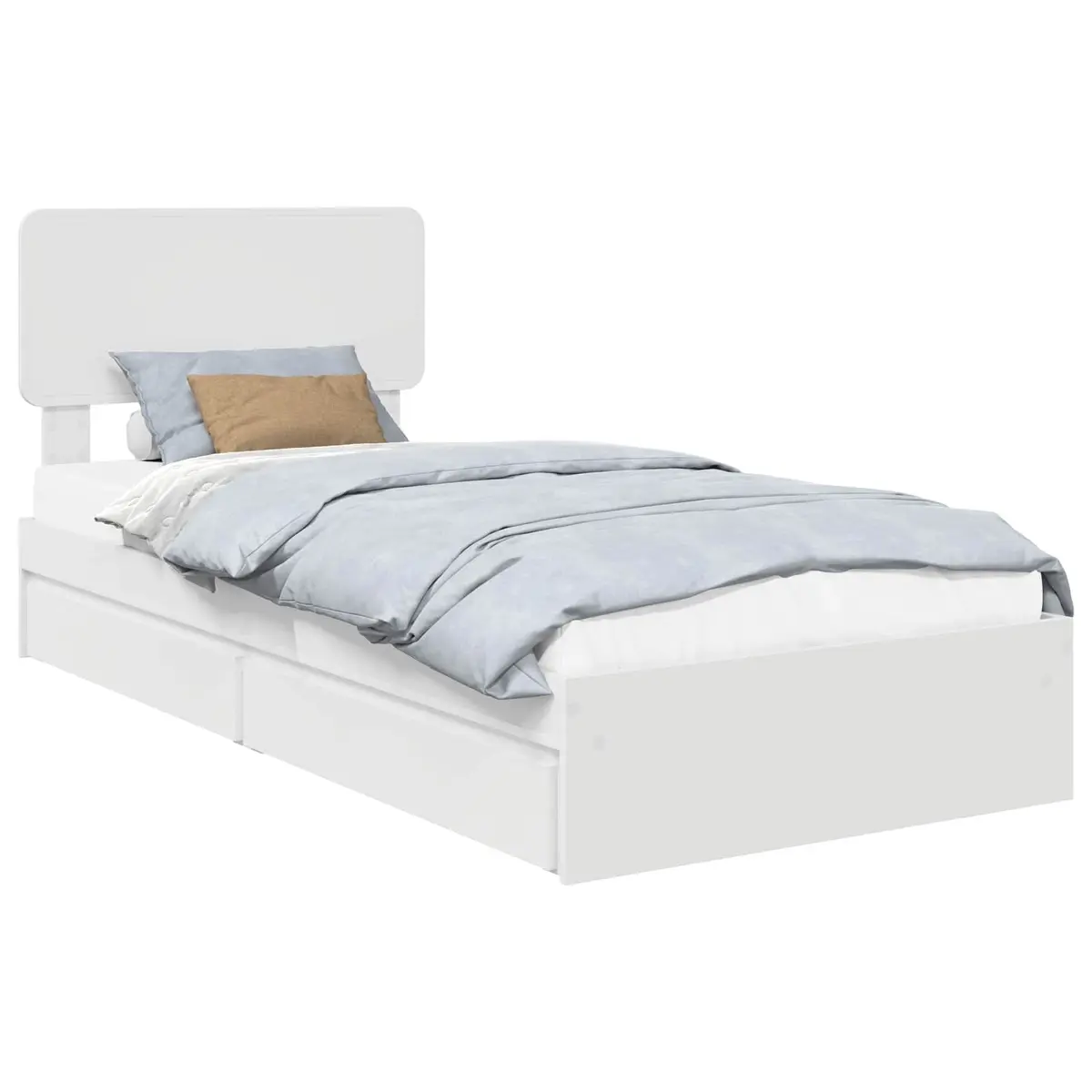 White Storage Bed Frame with Drawer 90 x 190 cm