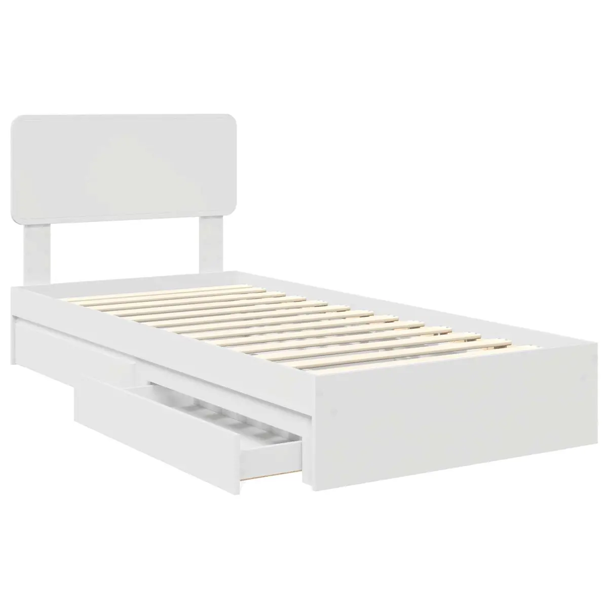 White Storage Bed Frame with Drawer 90 x 190 cm