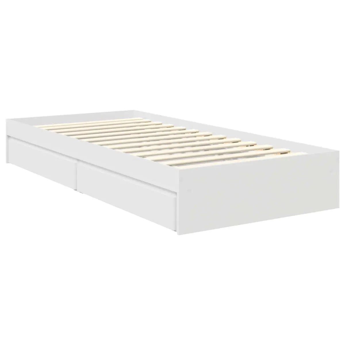 White Storage Bed Frame with Drawer 90 x 190 cm