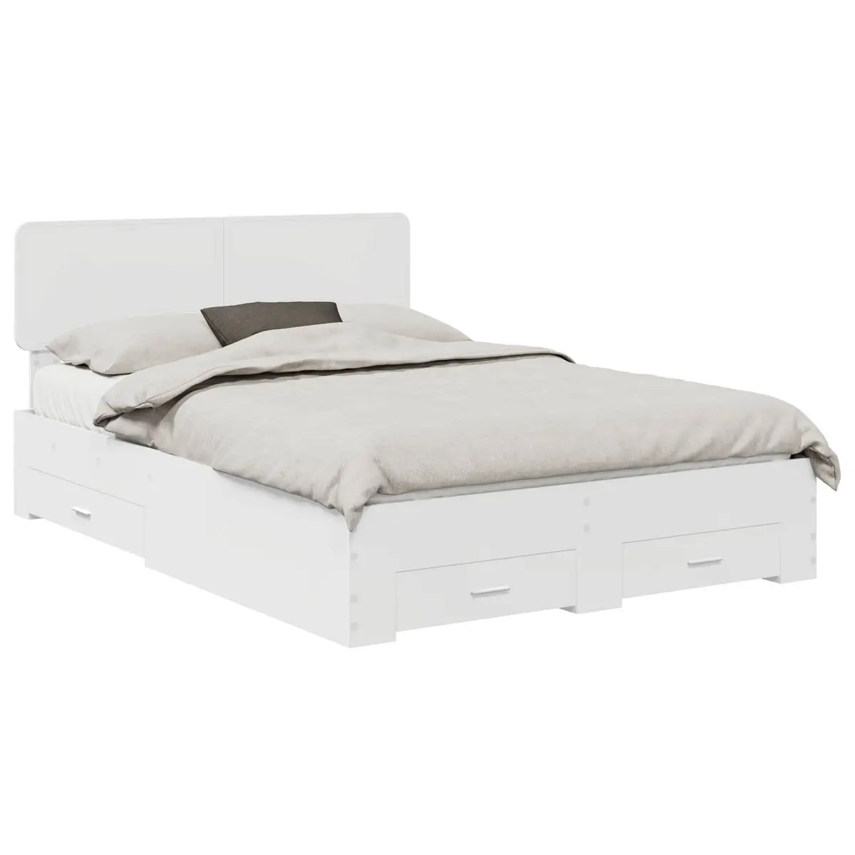 Bed Frame White with Headboard 150 x 200 cm Engineered Wood