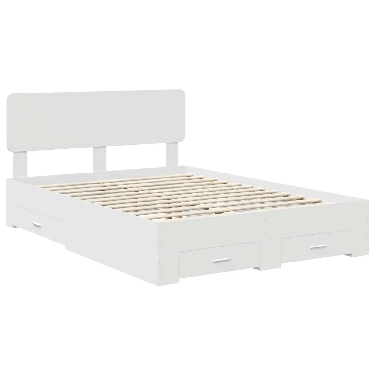 Bed Frame White with Headboard 150 x 200 cm Engineered Wood