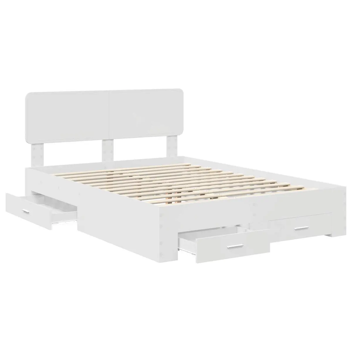 Bed Frame White with Headboard 150 x 200 cm Engineered Wood