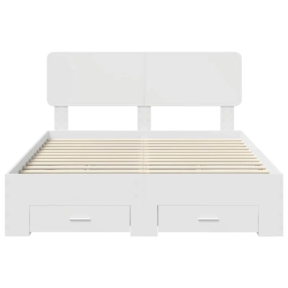 Bed Frame White with Headboard 150 x 200 cm Engineered Wood