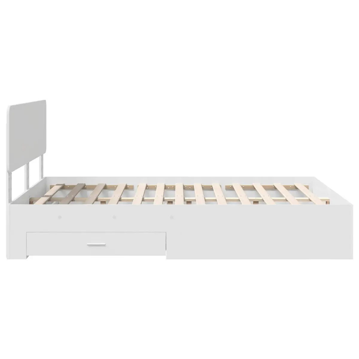 Bed Frame White with Headboard 150 x 200 cm Engineered Wood