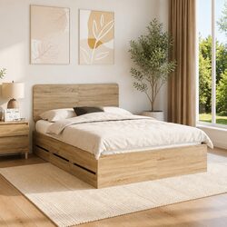 Sonoma Oak Bed Frame with Drawer 150 x 200 cm
