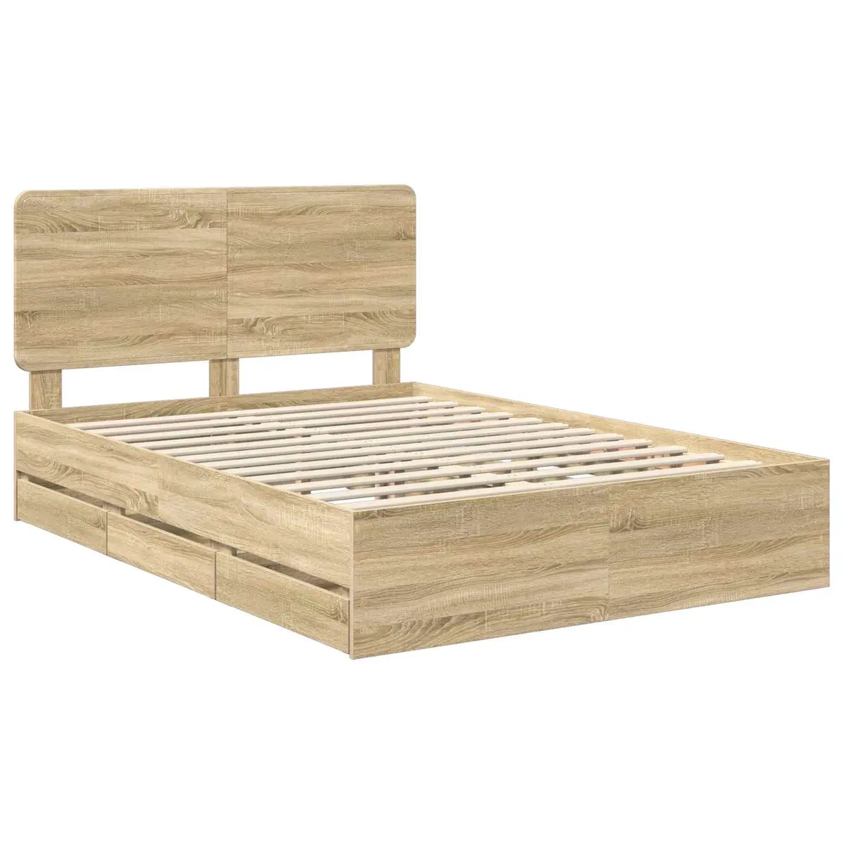 Bed Frame with Drawer Sonoma Oak 150 x 200 cm Engineered Wood Modern Design