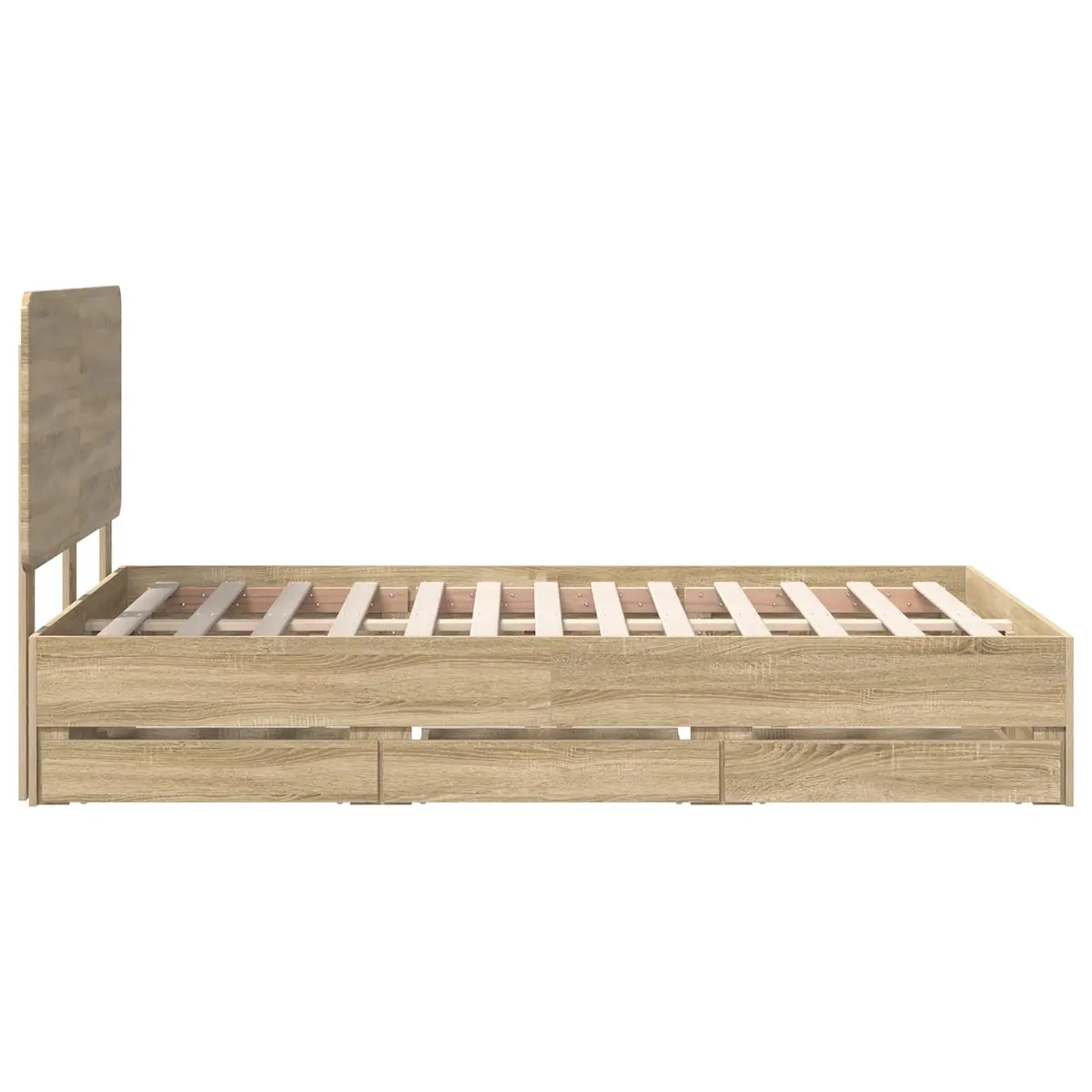 Bed Frame Sonoma Oak 135 x 190 cm Engineered Wood with Drawer Storage