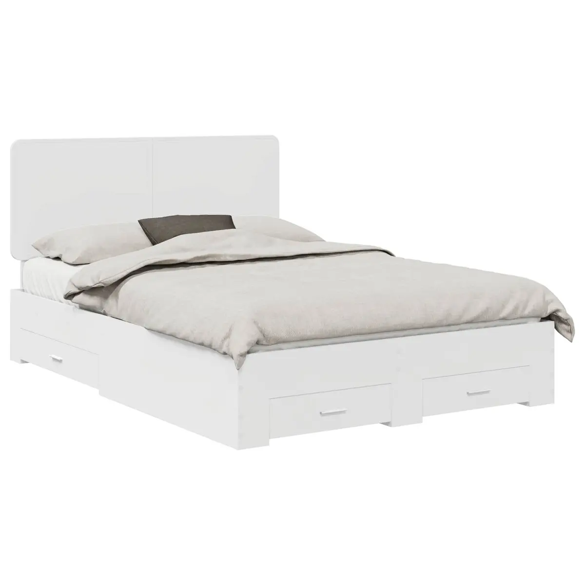 White Bed Frame with Headboard Storage Drawers 150 x 200 cm Engineered Wood