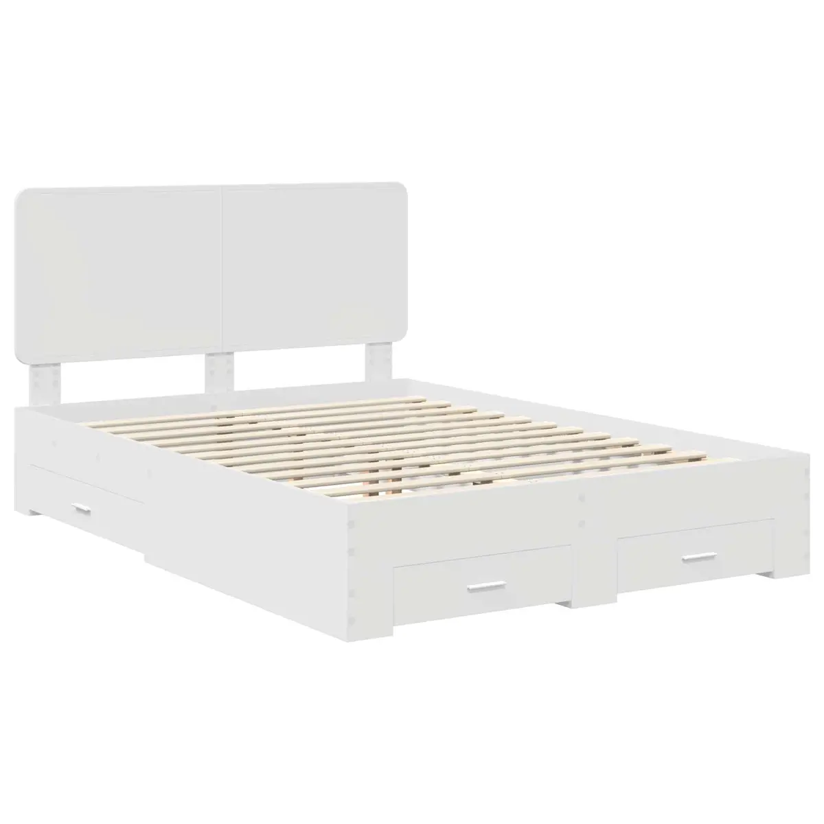 White Bed Frame with Headboard Storage Drawers 150 x 200 cm Engineered Wood