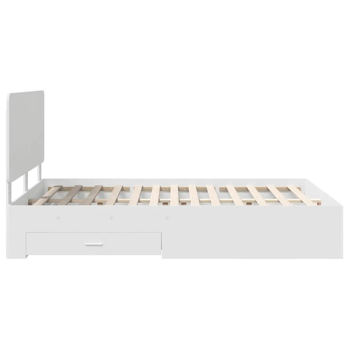 White Bed Frame with Headboard Storage Drawers 150 x 200 cm Engineered Wood
