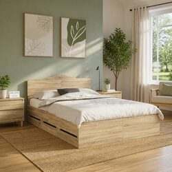 Sonoma Oak Bed Frame with Drawer Storage 150 x 200 cm