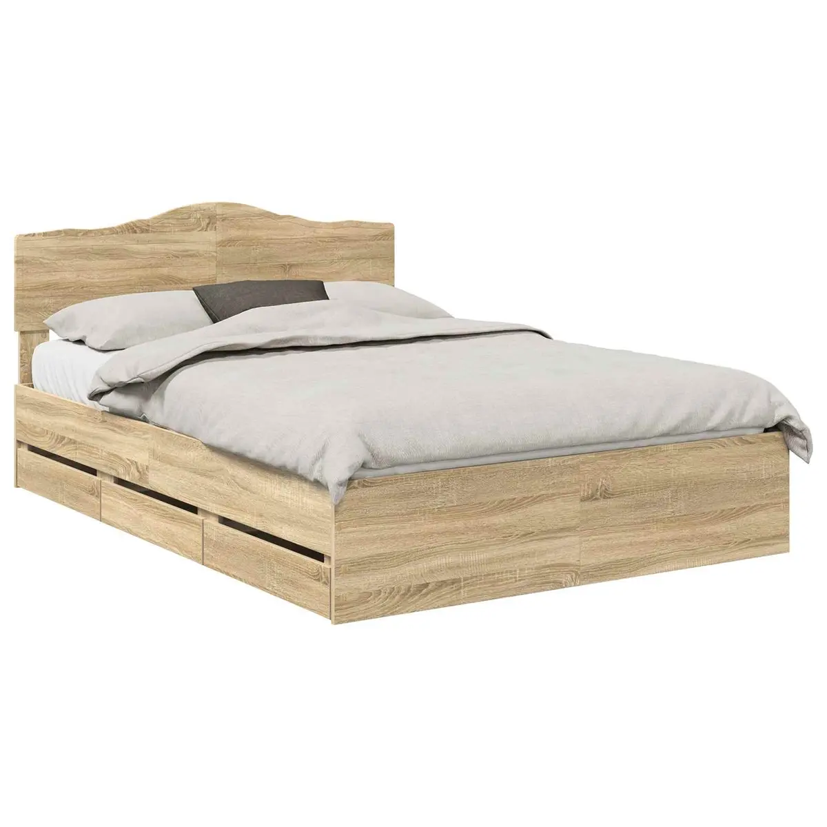 Sonoma Oak Bed Frame with Drawer Storage 150 x 200 cm