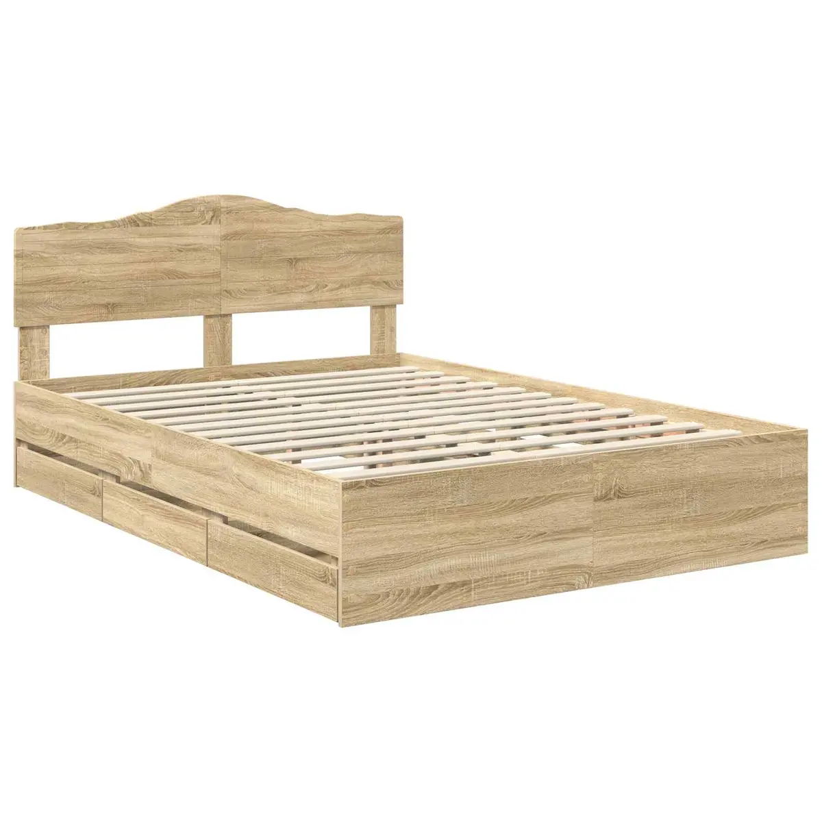 Sonoma Oak Bed Frame with Drawer Storage 150 x 200 cm