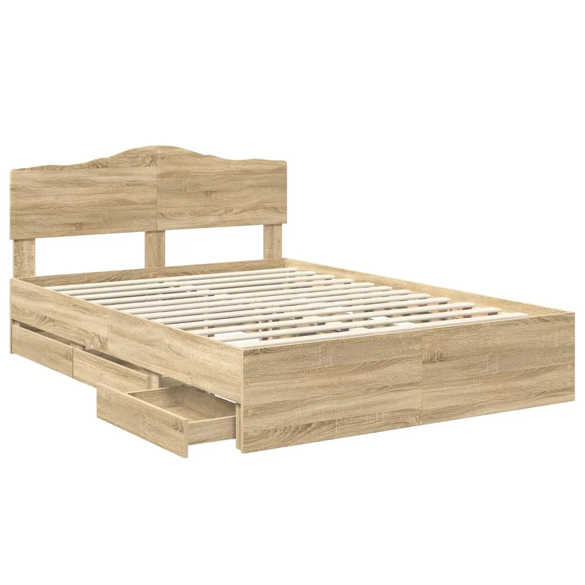 Sonoma Oak Bed Frame with Drawer Storage 150 x 200 cm