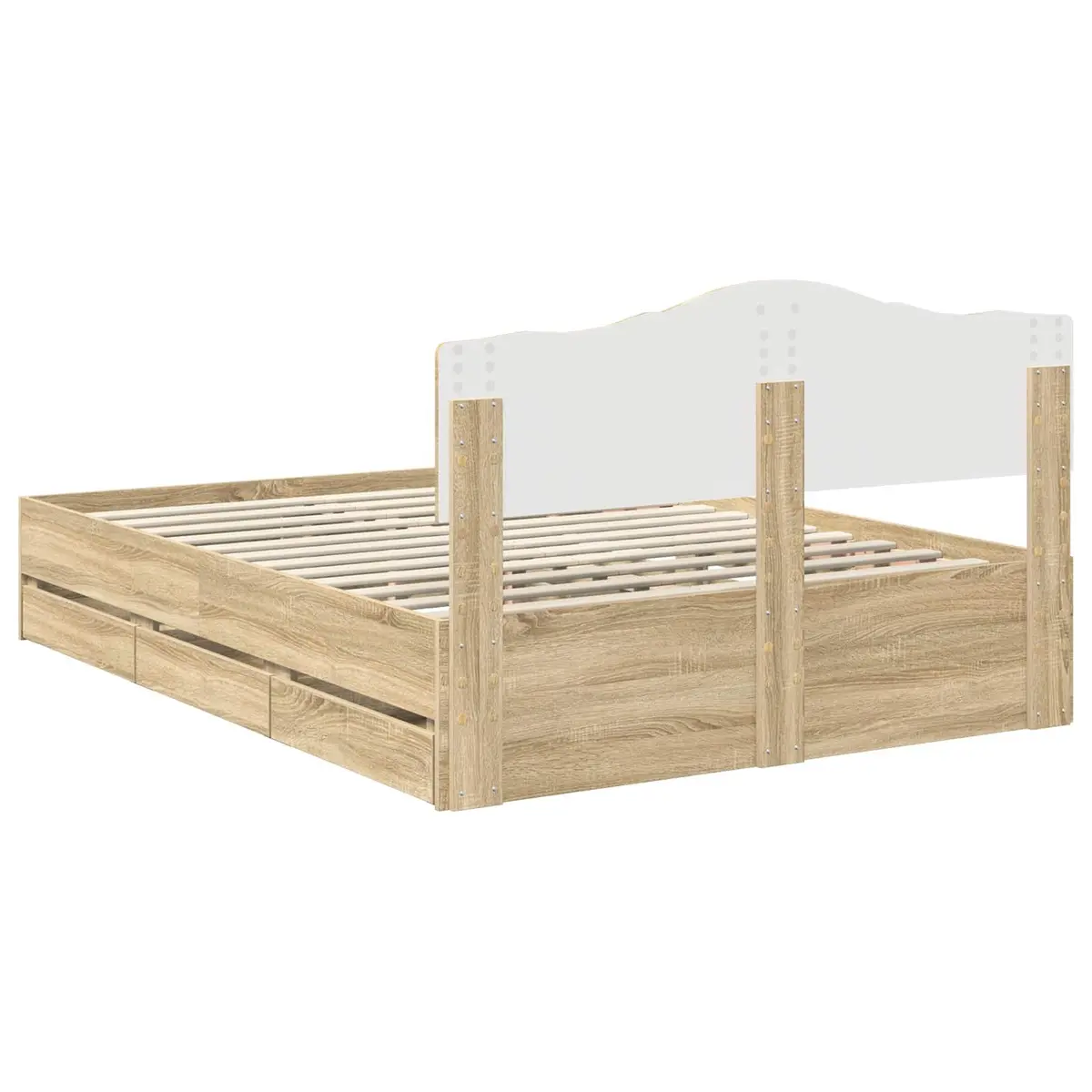 Sonoma Oak Bed Frame with Drawer Storage 150 x 200 cm