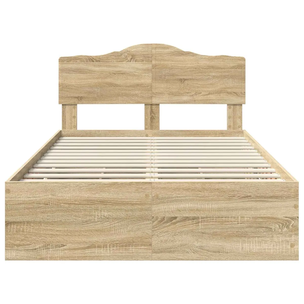 Bed Frame with Storage Drawer Engineered Wood 135 x 190 cm Brown Modern Design
