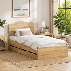Sonoma Oak Bed Frame with Storage Drawer 90 x 190 cm