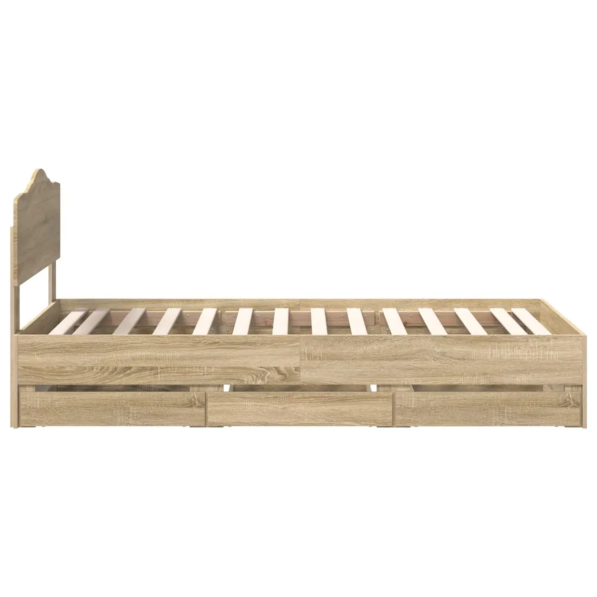 Bed Frame with Storage Drawer Sonoma Oak 90 x 190 cm Engineered Wood Modern