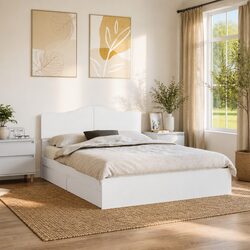 White Storage Bed with Headboard 150 x 200 cm