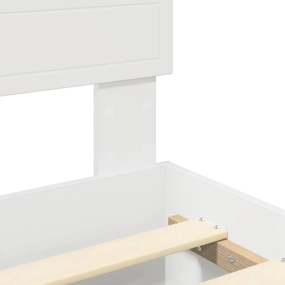 White Bed Frame with Headboard and Drawers