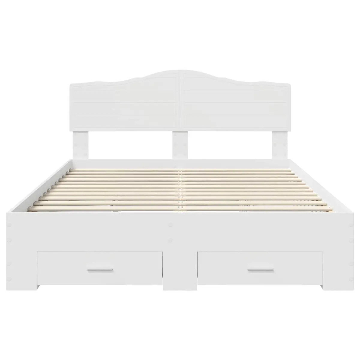 White Bed Frame with Headboard and Drawers