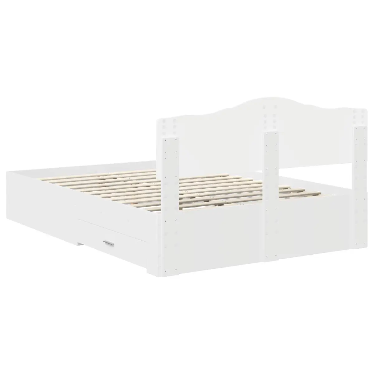 White Bed Frame with Headboard and Drawers