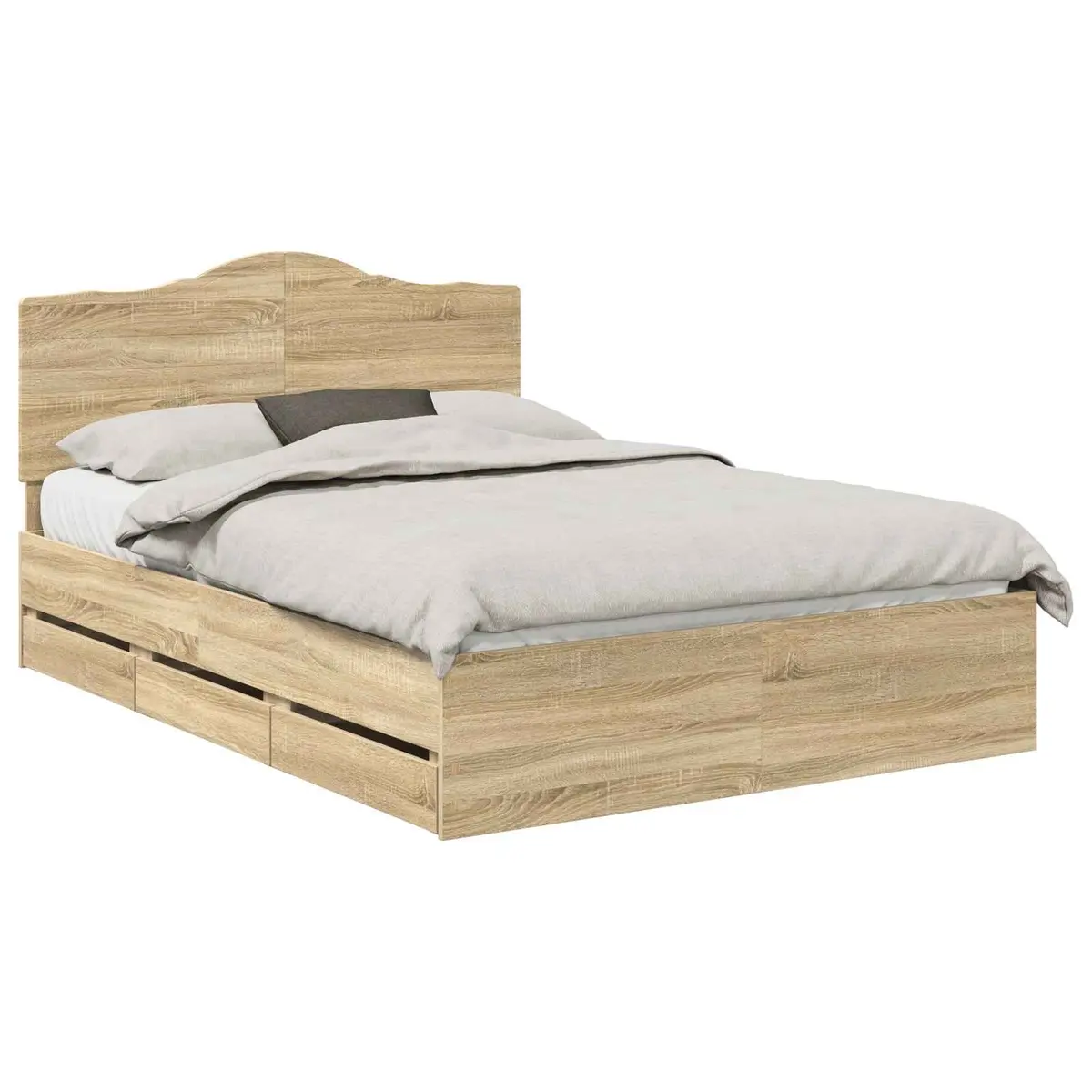 Bed Frame with Integrated Storage Drawers 150 x 200 cm