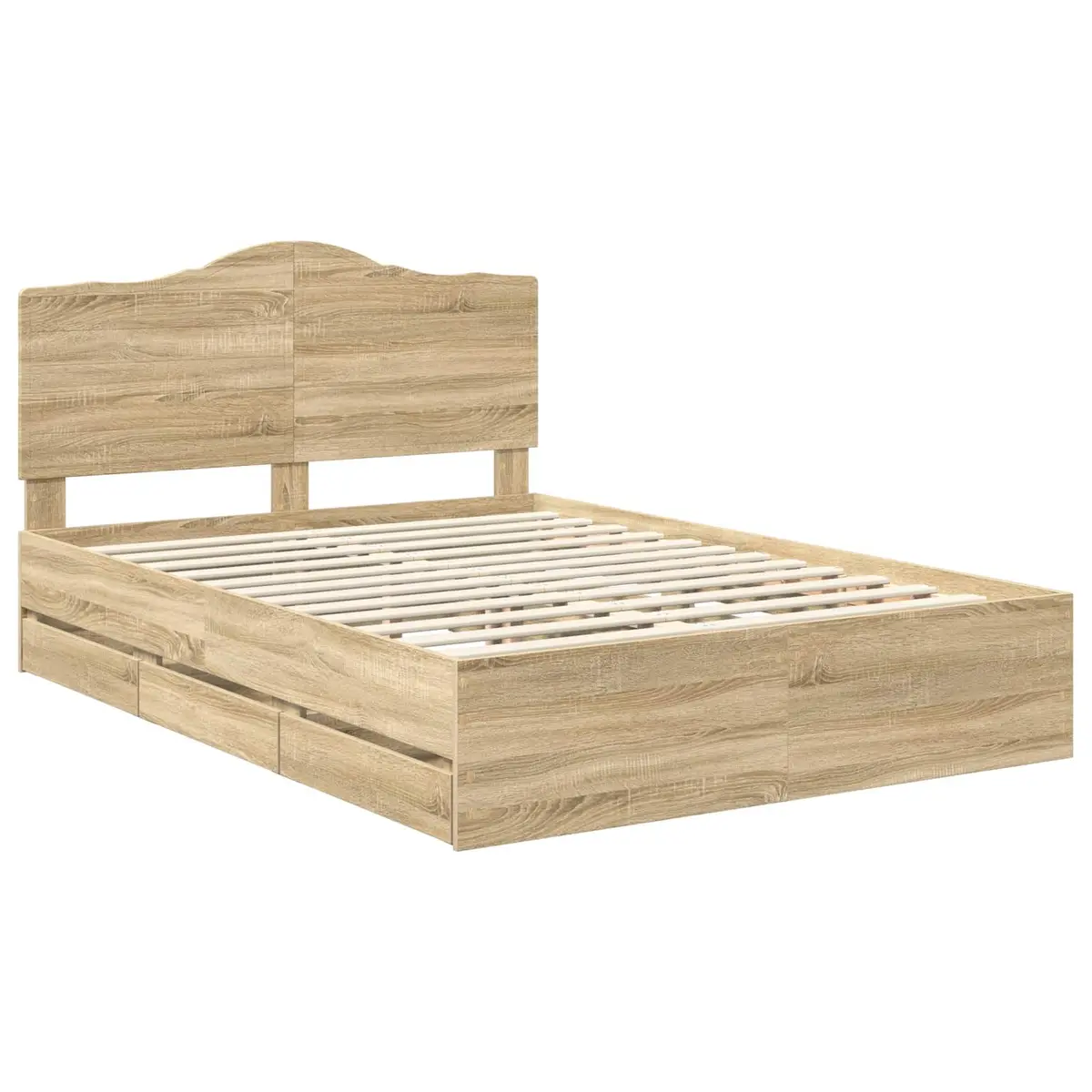 Bed Frame with Integrated Storage Drawers 150 x 200 cm