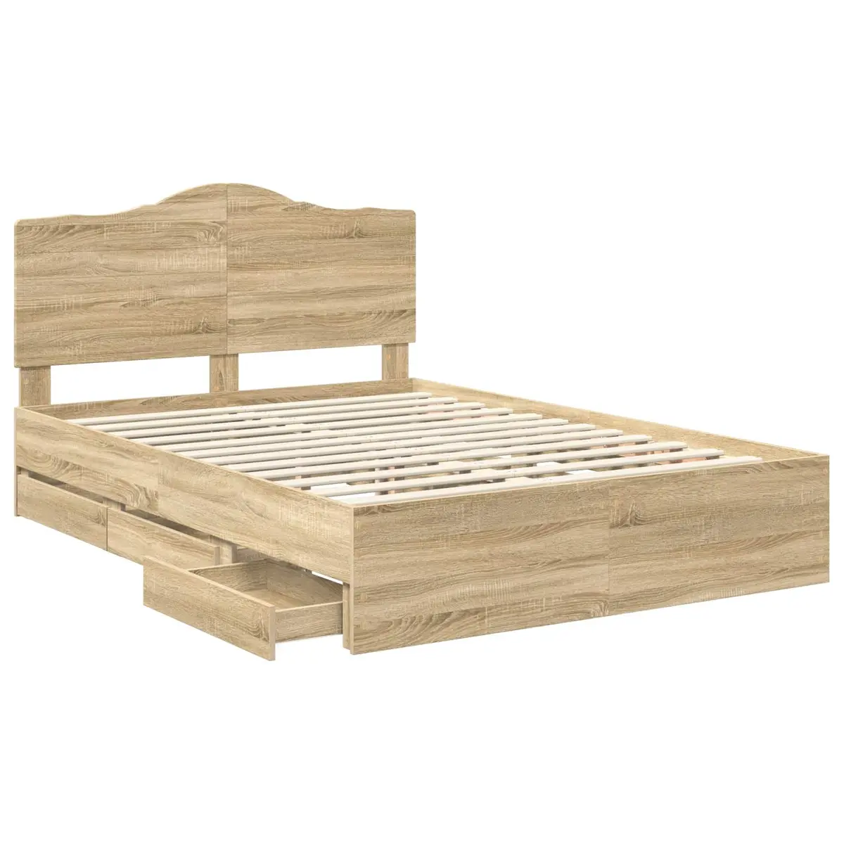 Bed Frame with Integrated Storage Drawers 150 x 200 cm