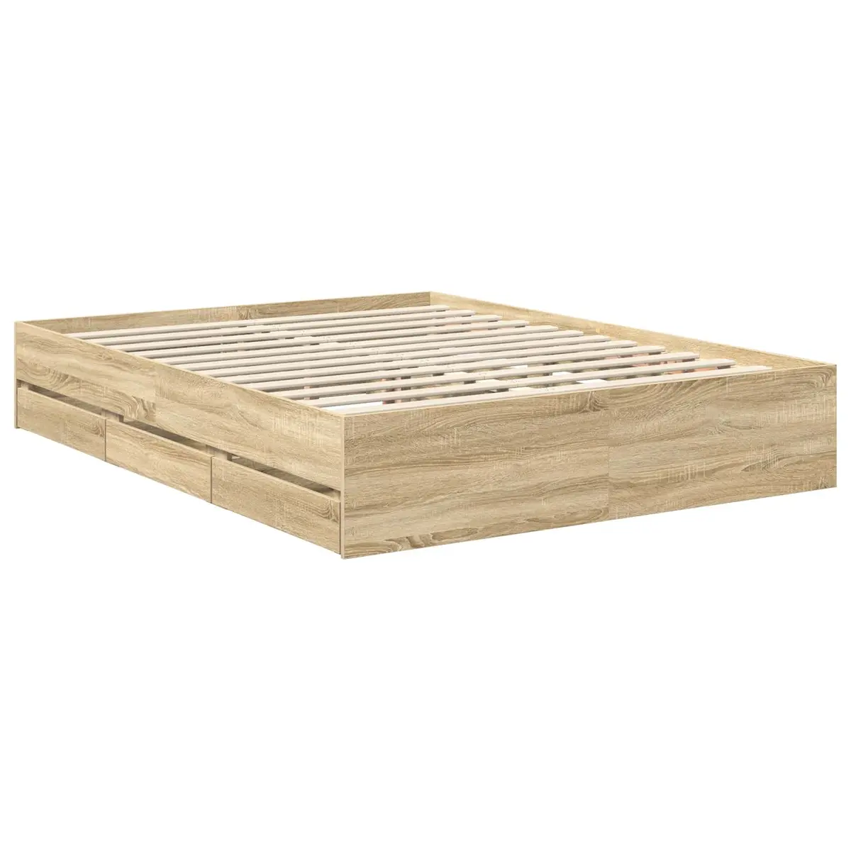 Bed Frame with Integrated Storage Drawers 150 x 200 cm