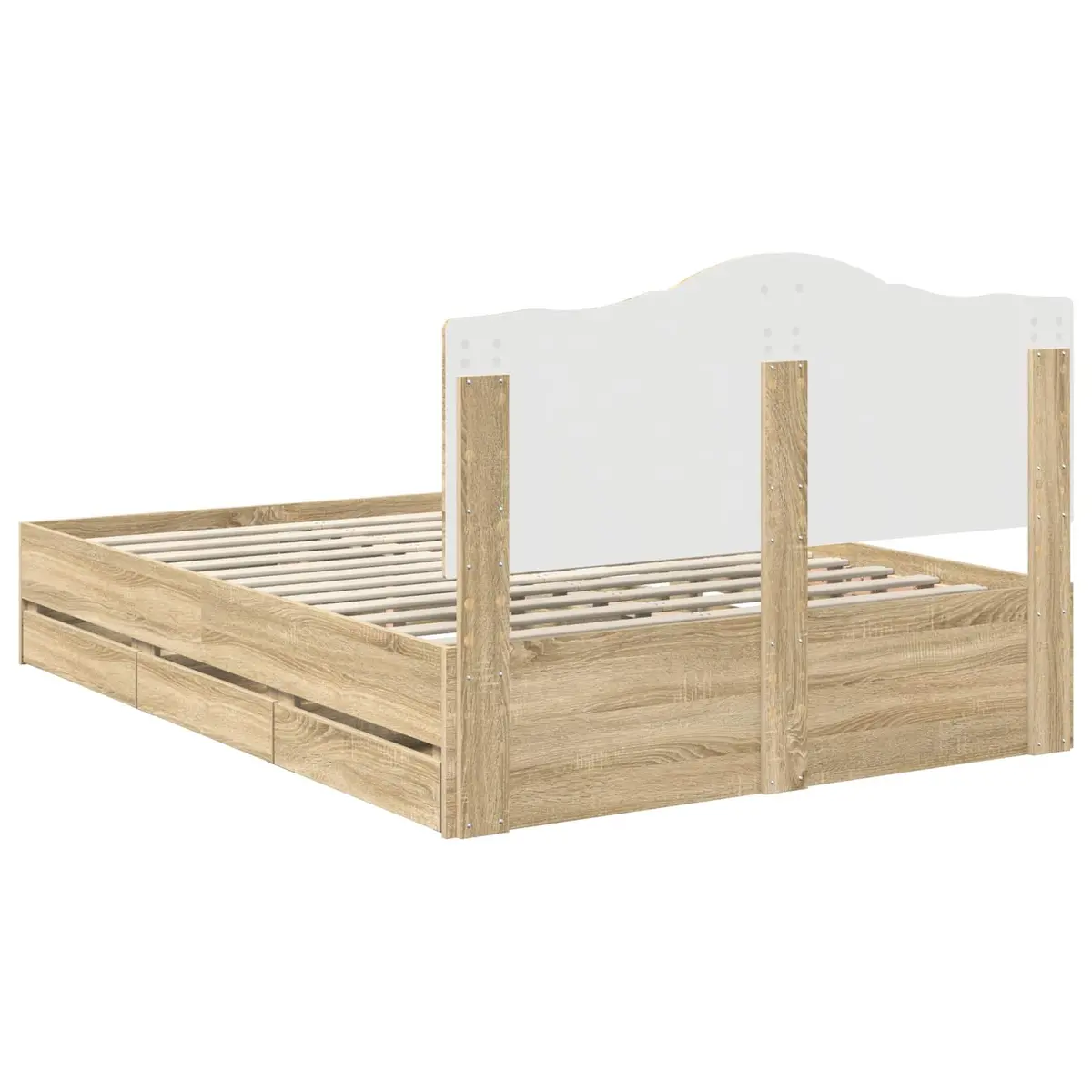 Bed Frame with Integrated Storage Drawers 150 x 200 cm