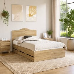 Sonoma Oak Bed Frame with Storage Drawer 135 x 190 cm