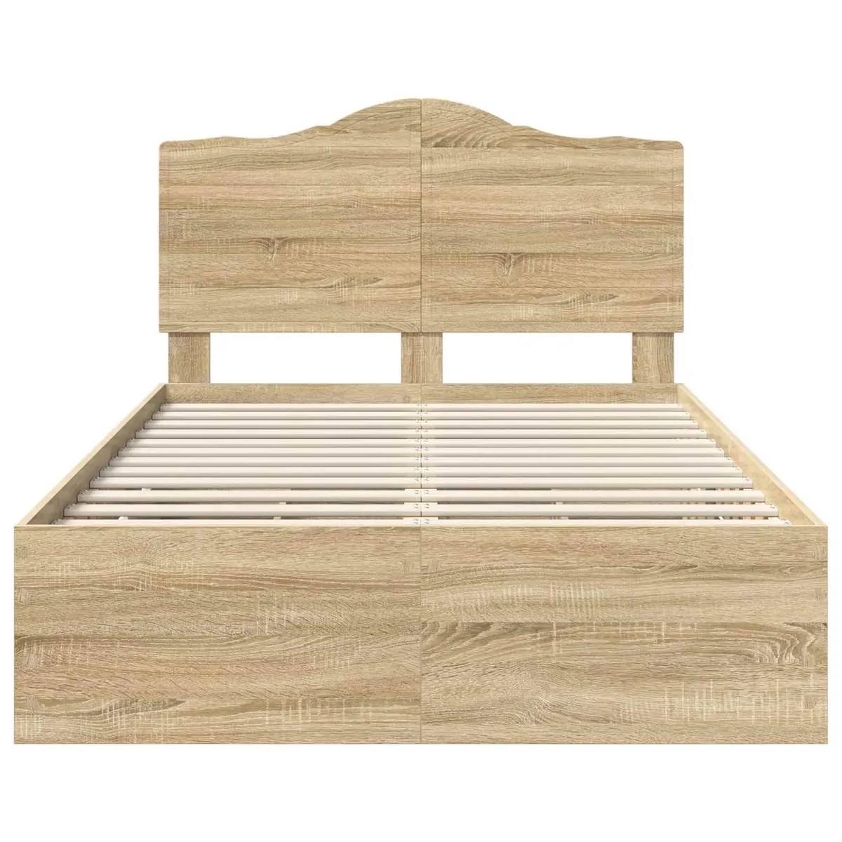 Bed Frame Sonoma Oak 135 x 190 cm Engineered Wood Modern with Storage Drawer