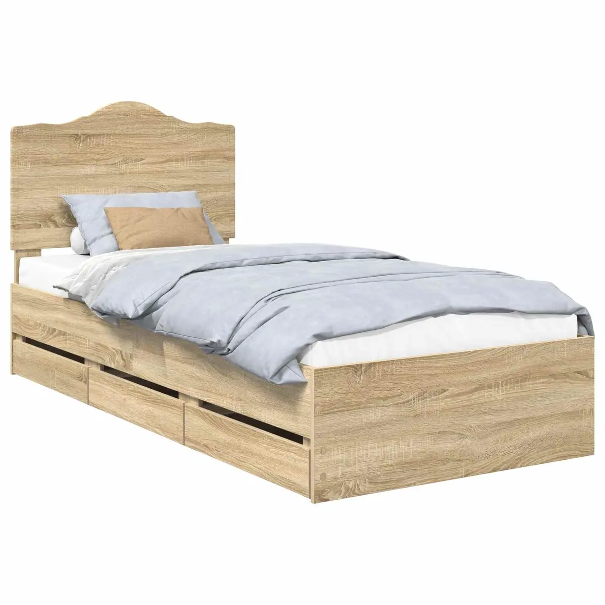 Bed Frame with Integrated Storage Drawer 90 x 190 cm