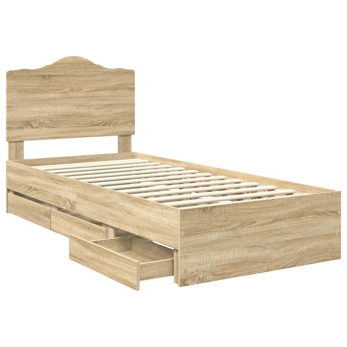 Bed Frame with Integrated Storage Drawer 90 x 190 cm